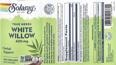 White Willow 400 mg label
