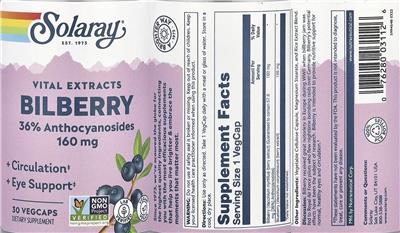 Bilberry 160 mg label
