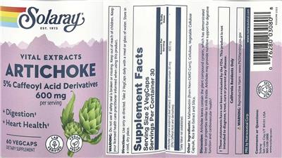 Artichoke 600 mg label