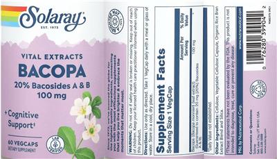 Bacopa 100 mg label