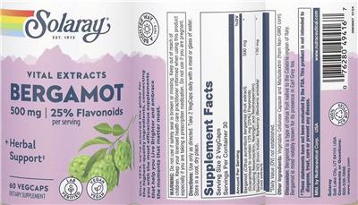 Bergamot 500 mg label