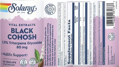 Black Cohosh 80 mg label