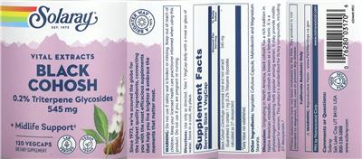 Black Cohosh 545 mg label