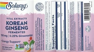 Fermented Korean Ginseng 150 mg label