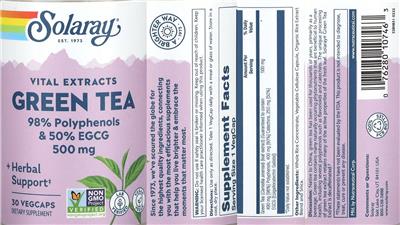 Green Tea 500 mg label