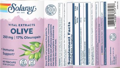 Olive 250 mg 17% Oleuropein label