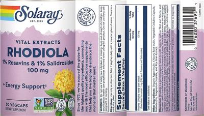 Rhodiola 100 mg label