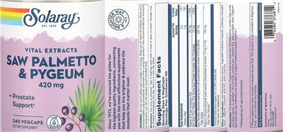 Saw Palmetto & Pygeum 420 mg label
