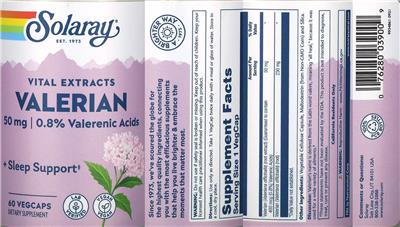 Valerian 50 mg label