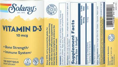 Vitamin D-3 10 mcg label