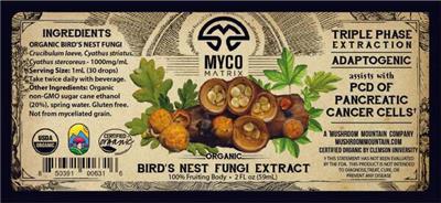 Organic Bird's Nest Fungi Extract label