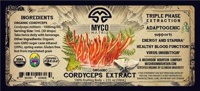 Organic Cordyceps Extract label