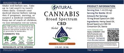 Cannabis Broad Spectrum CBD 300 mg Cinnamon label