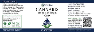 Cannabis Broad Spectrum CBD 1,800 mg label