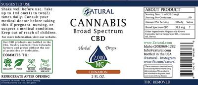 Cannabis Broad Spectrum CBD 2,000 mg Cinnamon label