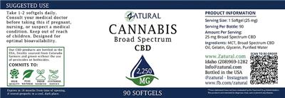 Cannabis Broad Spectrum CBD 2,250 mg label