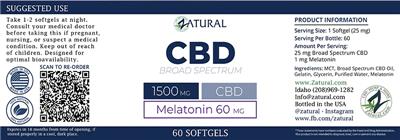 CBD 1500 mg Melatonin 60 mg Broad Spectrum label