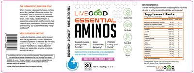 Essential Aminos Delicious Fruit Punch Flavor label