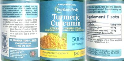 Turmeric Curcumin 500 mg label