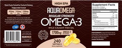 High EPA Regular Strength Omega-3 1700 mg label
