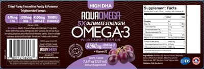High DHA Omega-3 4500 mg Grape Flavor label