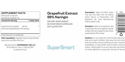 Grapefruit Extract 99% Naringin 600 mg label