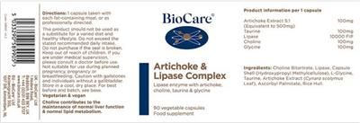 Artichoke & Lipase Complex label