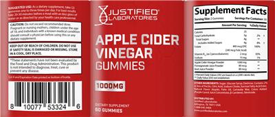 Apple Cider Vinegar Gummies 1000 mg label