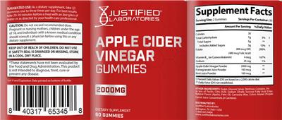 Apple Cider Vinegar Gummies 2000 mg label