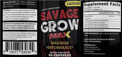 Savage Grow Max label