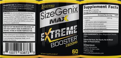 SizeGenix Max Extreme Booster label