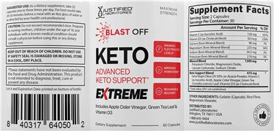 Blast Off Keto Extreme label