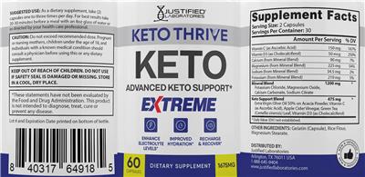 Keto Thrive Keto Extreme label
