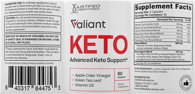 Valiant Keto label