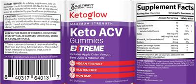 Ketoglow Keto ACV Gummies Extreme label