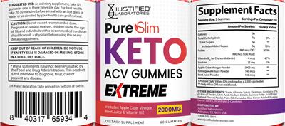 Pure Slim Keto ACV Gummies Extreme label
