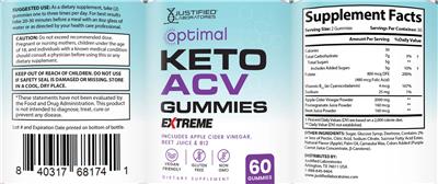 Optimal Keto ACV Gummies Extreme label