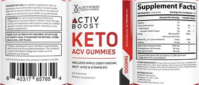 Activ Boost Keto ACV Gummies label