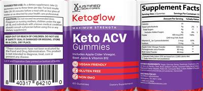 Ketoglow Keto ACV Gummies label