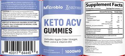 Microbio Keto ACV Gummies label