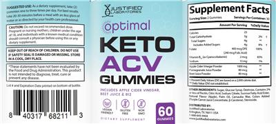 Optimal Keto ACV Gummies label