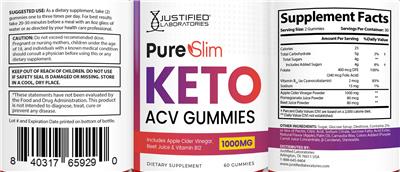 Pure Slim Keto ACV Gummies label