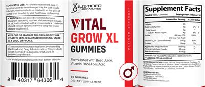 Vital Grow XL Gummies label