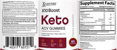 X10 Boost Keto ACV Gummies label