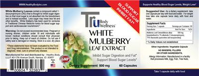 White Mulberry Leaf Extract 500 mg label