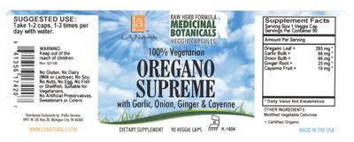 Oregano Supreme label
