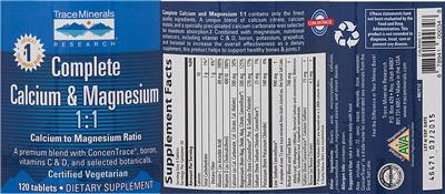 Complete Calcium & Magnesium 1:1 label