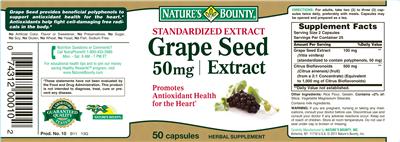 Grape Seed Extract 50 mg label
