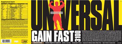 Gain Fast 3100 Chocolate Shake label