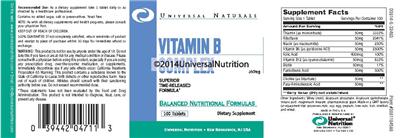 Vitamin B Complex 350 mg label